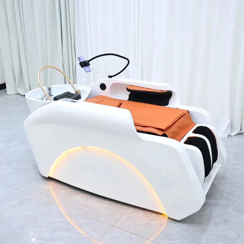 2026 Salon Shampoo-Massagebett mit integriertem Elektromassagegerät, Hydrotherapie Kopf-SPA, Gewerbemöbel, automatisch