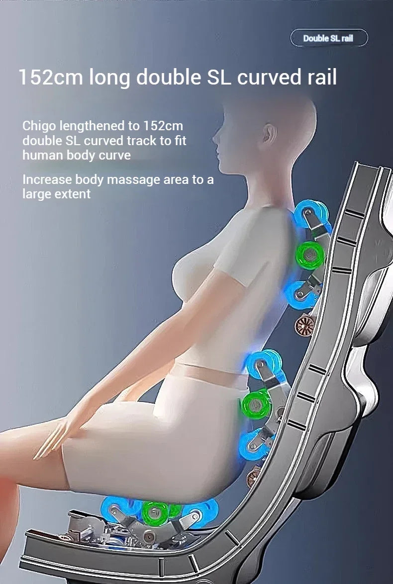 2025 4D-Massagesessel Shiatsu-Massage Ganzkörpermassagesessel Schwerelosigkeit, ausziehbare Fußstütze, SL Track Heizung Airbags, Heizung