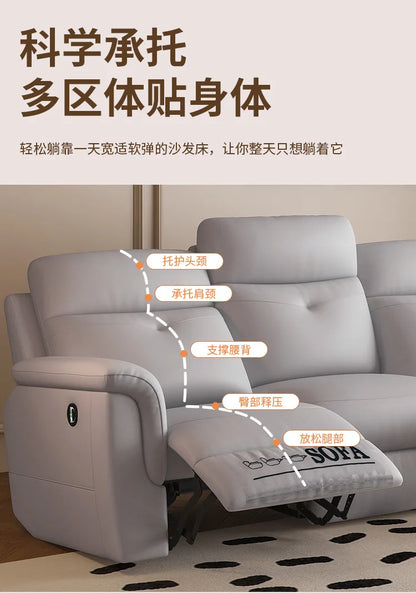 Komfortabler elektrischer Relaxsofa-Schnittsofa aus Leder, echtes einziehbares kombiniertes Schlafsofa, umwandelbares Divano Letto Möbel