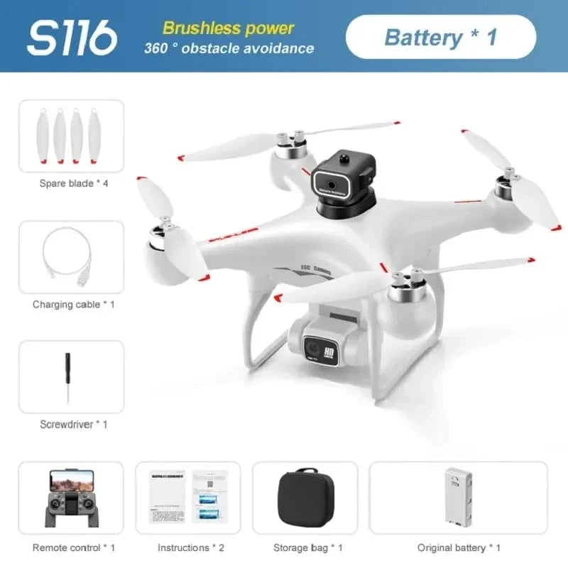 S116 MAX 8K Dual Camera Drone with 360° Obstacle Avoidance – Professional Brushless FPV RC Quadcopter with Optical Flow