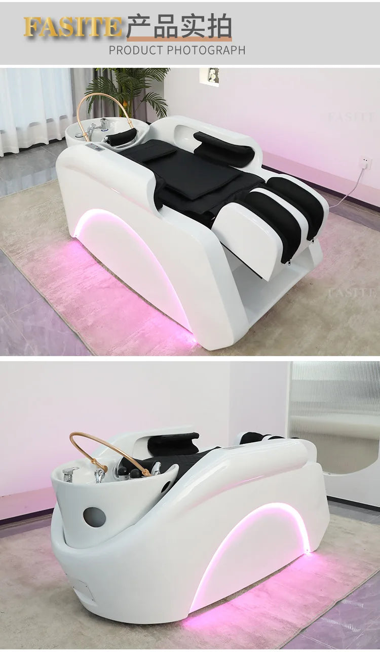 Automatic intelligent electric massage shampoo bed barber shop hair beauty hair treatment fumigation integrated bed