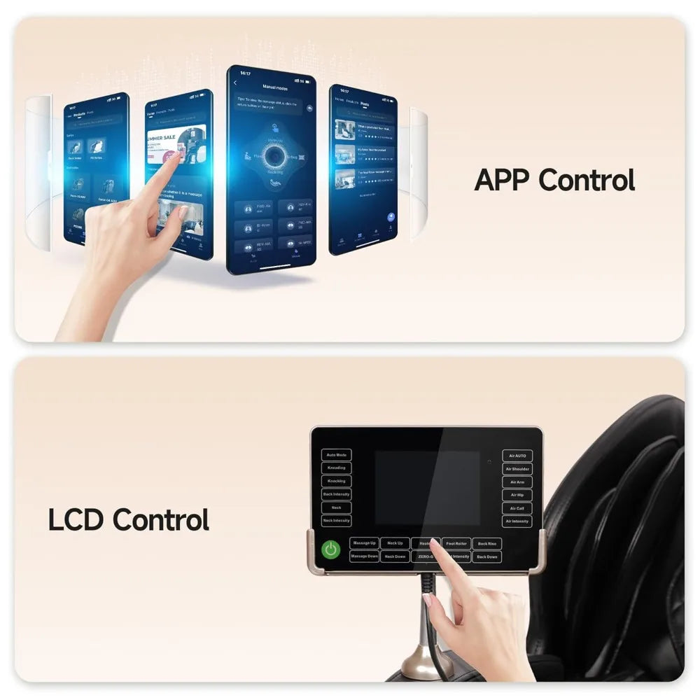 Ganzkörpermassage-Sessel mit Dual-Core S-Track, Shiatsu-Massagesessel mit Schwerelosigkeit und APP- und LCD-Steuerung