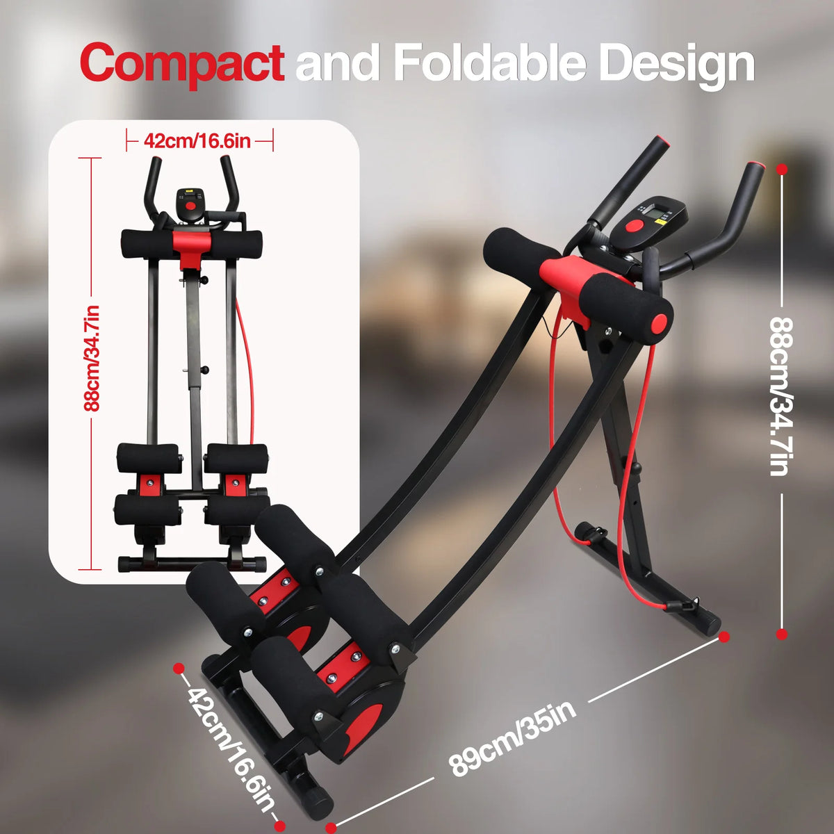 Dual Track Fitness Ab Machine Ab Cruncher Adjustable Height Waist Trainer Foldable Home Gym Equipment 4 Adjustable 440 lbs Weigh