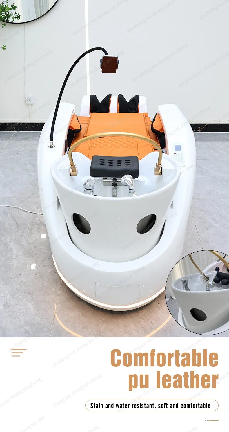 2025 Professionelles elektrisches Massagebett Kopf-SPA-Salon Massagetisch Haarwasch-Räucherbetten Friseursalon intelligente Möbel