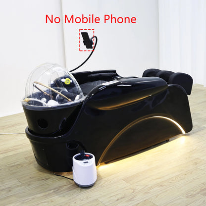 Luxuriöses automatisches Massage-Shampoo-Bett mit ergonomischem Design, LED-Lichtleiste, ideal zum Haarewaschen und Entspannen im Salon