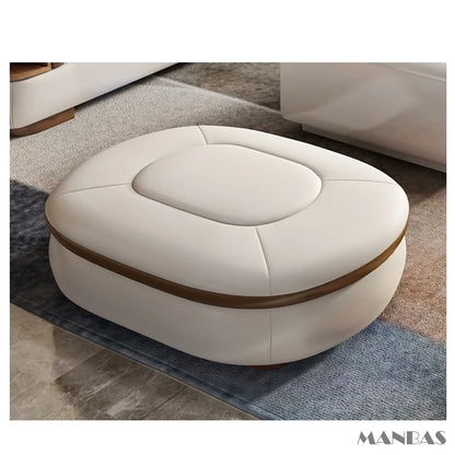 Luxury L-Shaped Genuine Leather Sectional Sofa Sets with USB, Bluetooth Speaker - MANBAS Living Room Italian Leather Couches