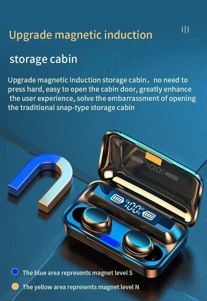 F9 5C Bluetooth headset at Digital display with Charging case
