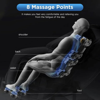Nordisch-minimalistischer schwarzer Shiatsu-Ganzkörpermassagesessel mit Luftsystem und Schwerkraft, Bluetooth-Lautsprecher und Wermuttherapie