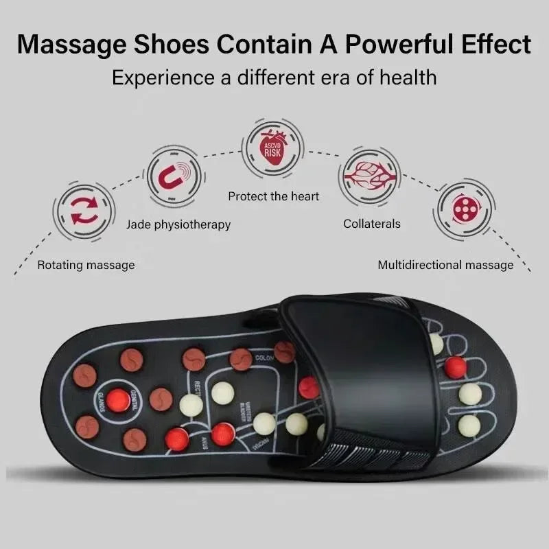 Neue Fußmassage-Hausschuhe Fußreflexzonenmassage Akupunktur-Therapie-Massagegerät Walk Stone Schuhe Akupunktur Kopfsteinpflaster-Massagegerät