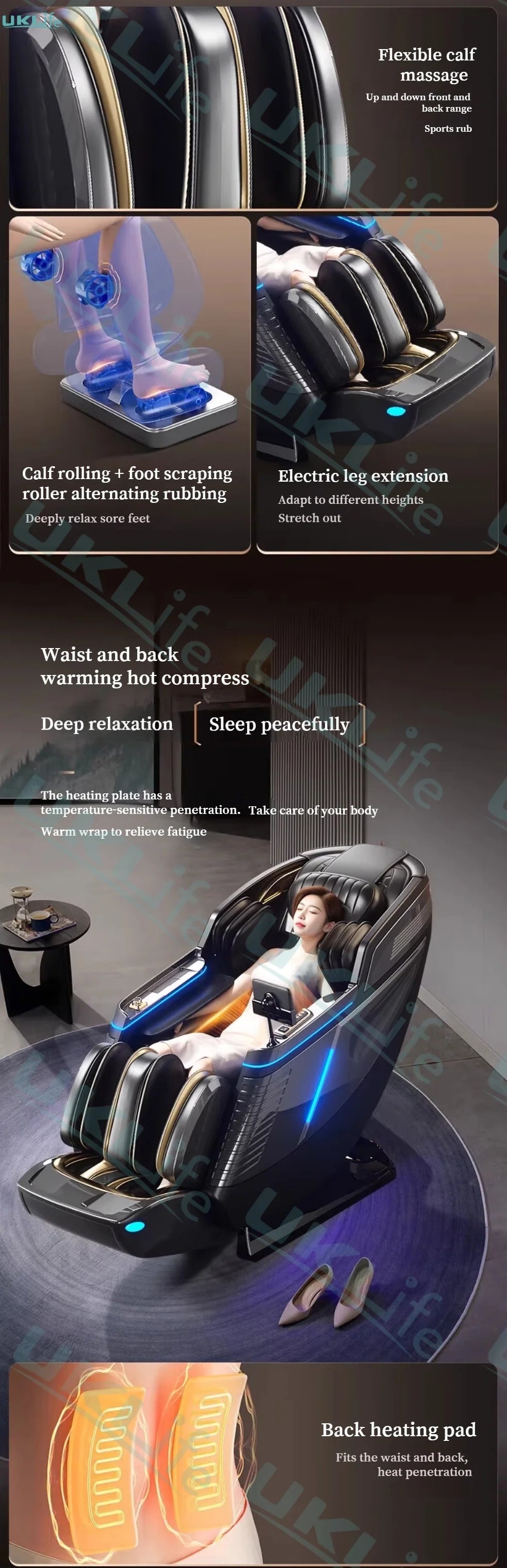 Neuer Dual Core Massagesessel 2025 Fortschrittlicher 4D Zero Gravity Body Scan Ganzkörper-Airbag Shiatsu Rücken- und Fußrollen-Liegesessel für Zuhause