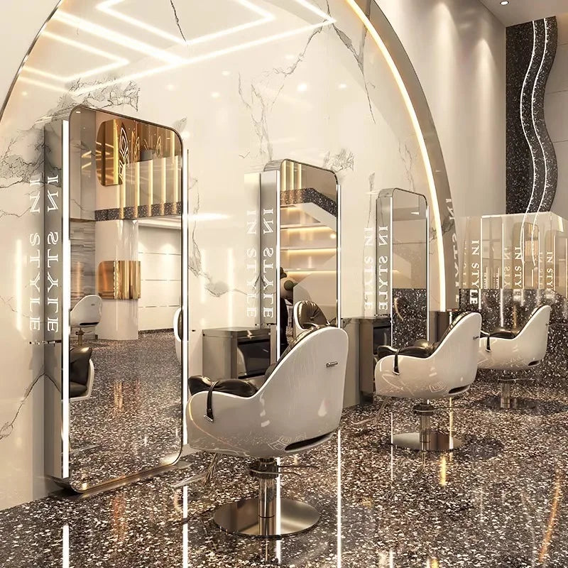 Barber shop mirror hair salon special hair salon mirror table single and double sided perm and dyeing trendy  with lamp floor
