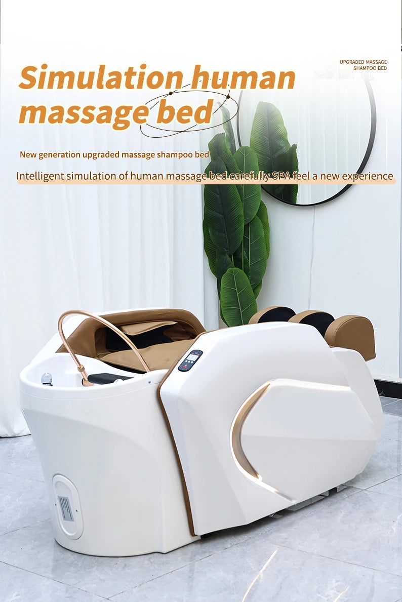 Acrylwaschbecken für Spa- und Schönheitssalon Friseursalon Automatische Shampoo-Massageliege mit verstellbarer Fußstütze