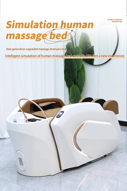 Acrylwaschbecken für Spa- und Schönheitssalon Friseursalon Automatische Shampoo-Massageliege mit verstellbarer Fußstütze