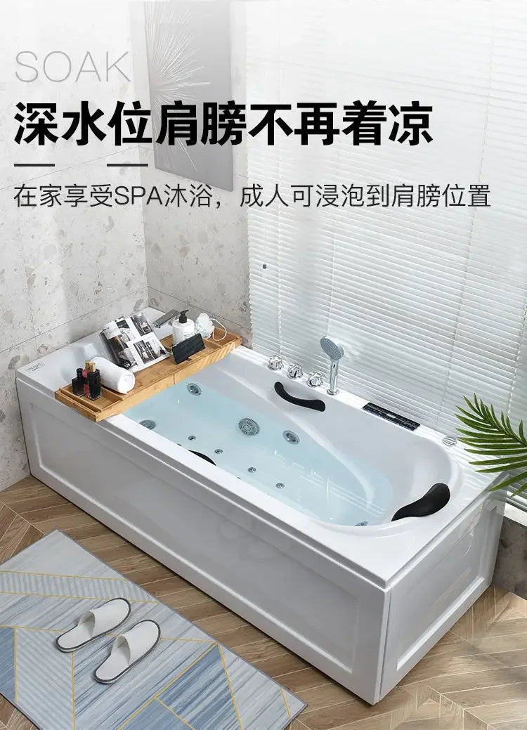 Thickened acrylic bathtub Small apartment Adult Surfing massage Constant temperature heating Smart