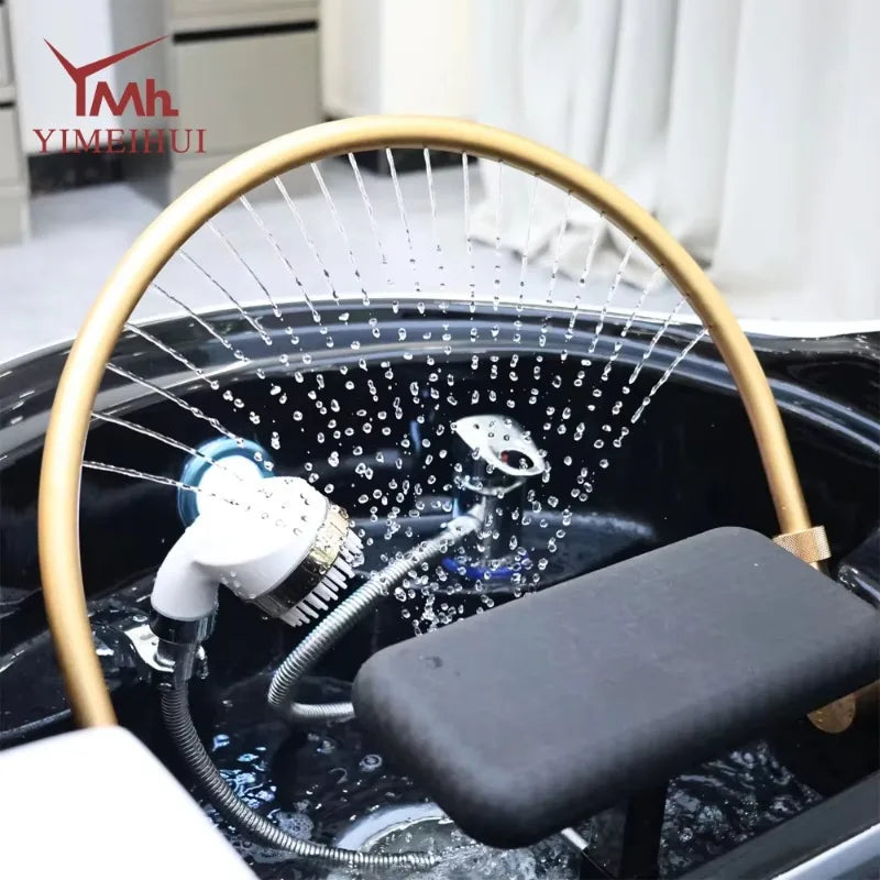 Modern Design Salon Head Therapy Bed Synthetic Leather Automatic Massage Shampoo Chair Hair Spa Equipment