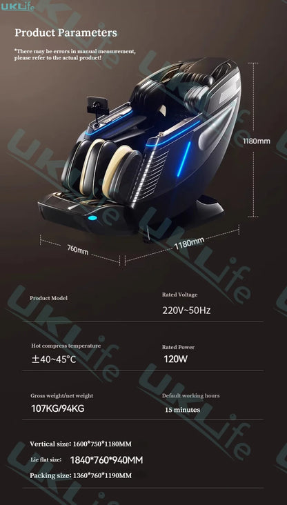 Neuer Dual Core Massagesessel 2025 Fortschrittlicher 4D Zero Gravity Body Scan Ganzkörper-Airbag Shiatsu Rücken- und Fußrollen-Liegesessel für Zuhause