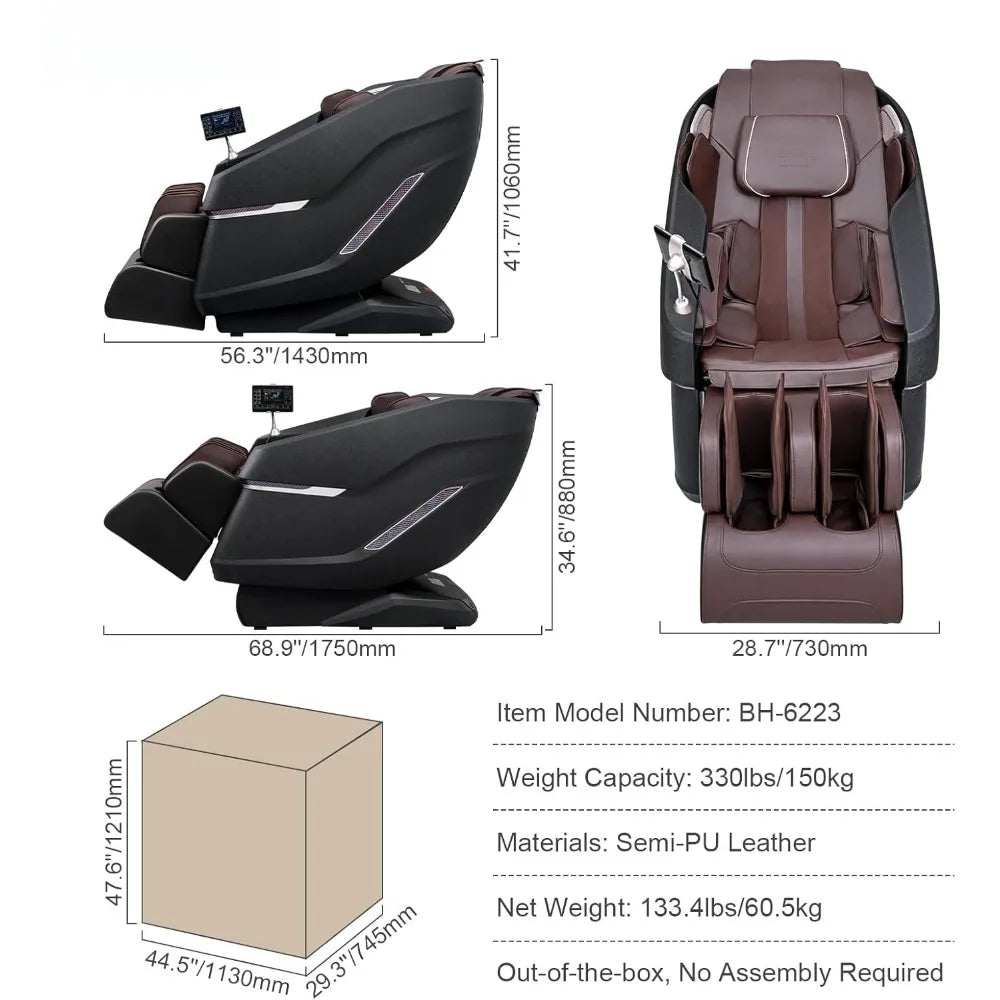 Full Body Massage Chair, SL-Track Zero Gravity Massage Recliner, 3D Shiatsu, Body Scan, Heating, Bluetooth Speaker Customized