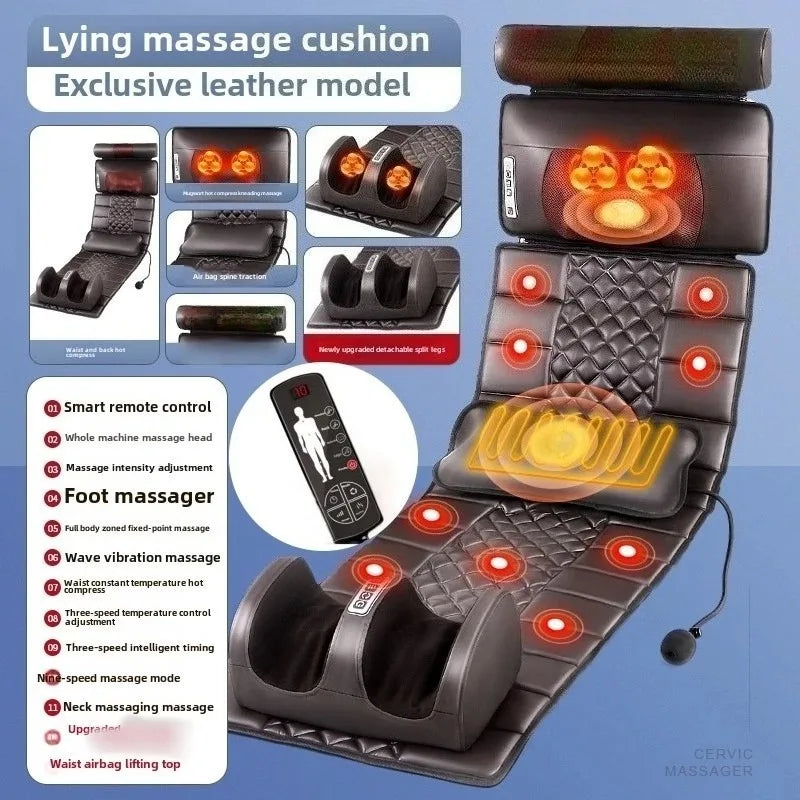 Ganzkörpermassage-Matratze Wellenförmige Vibrationsentspannung mit Fingerdruck-Kissen Rücken-Fuß-Massage Manuelle Airbag 12V3A Adapter