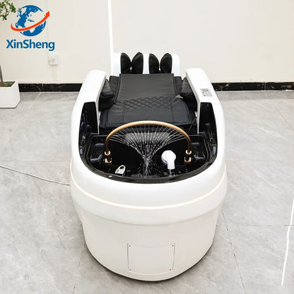 XinSheng Professionelles elektrisches Massagebett Kopf-SPA-Salon-Massagetisch Haarwasch-Räucherbetten Friseursalon Intelligente Möbel
