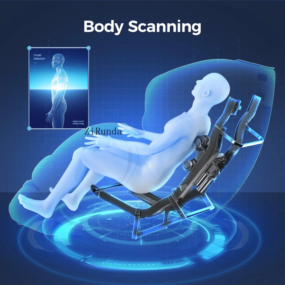 3D-Zero-Gravity-Massagesessel, Shiatsu-Ganzkörper-Liegesessel mit App, Schwarz