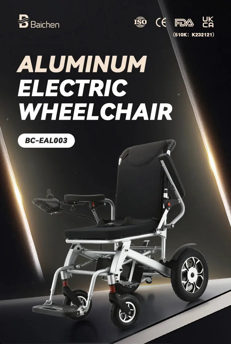 Motorisierter Elektrischer Aluminium-Rollstuhl Automatischer tragbarer leichter Elektrorollstuhl mit Joystick für ältere und behinderte Menschen