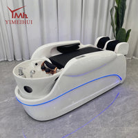 White color Water Circulation Electric Massage barbershop Shampoo Bed for Hair Wash