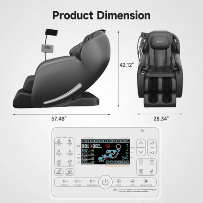 Full Body Zero Gravity SL Track Shiatsu Massage Chair Recliner with APP Control Phone Holder Child Lock Pause Button LED