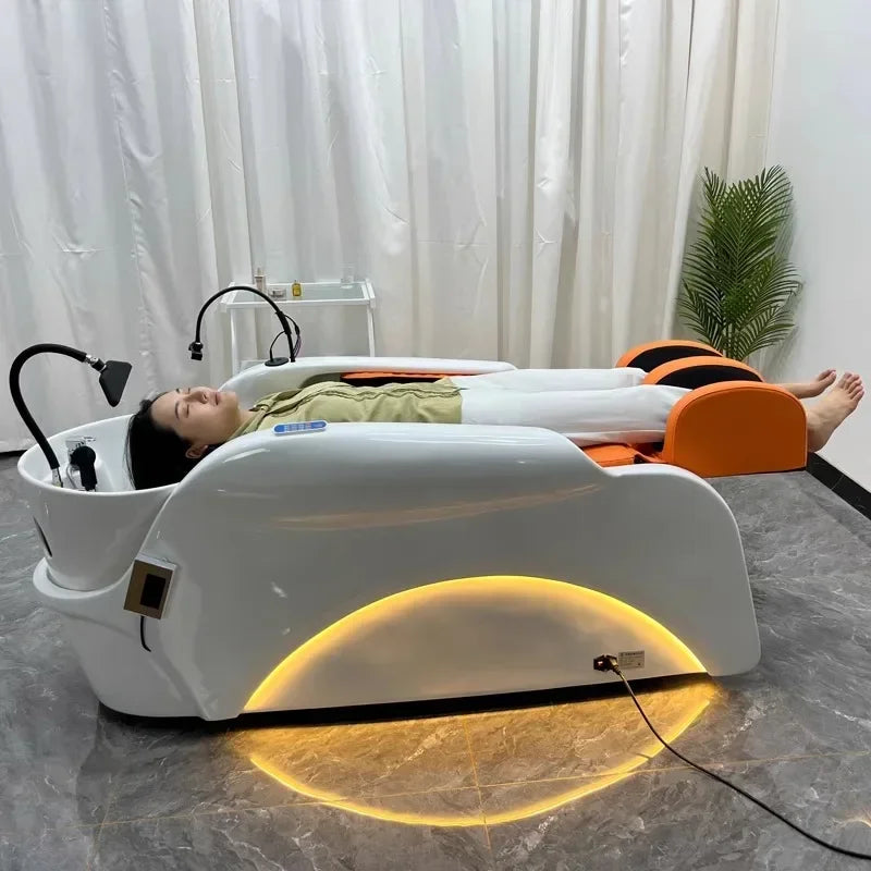 Multi-functional Massage Shampoo Chair Beauty Sink Comfort Shower Shampoo Chair Artifact PU Leather Furniture Мойка Волос MHXFY