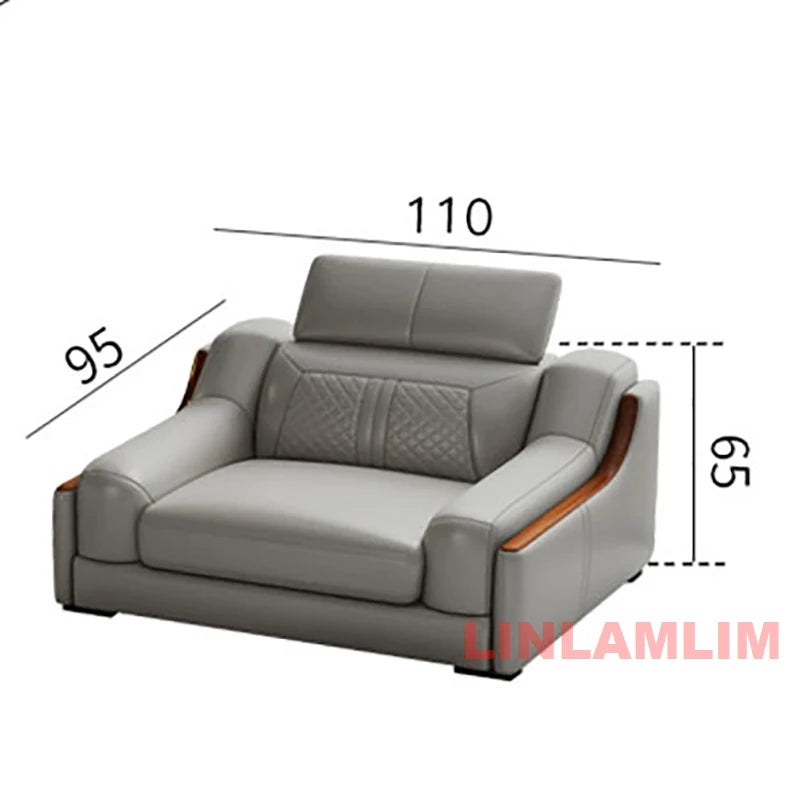 Modernes U-förmiges Ecksofa-Set mit Chaiselongue, echtes Leder Sofa mit Ablagetisch, USB – Große Wohnzimmermöbel