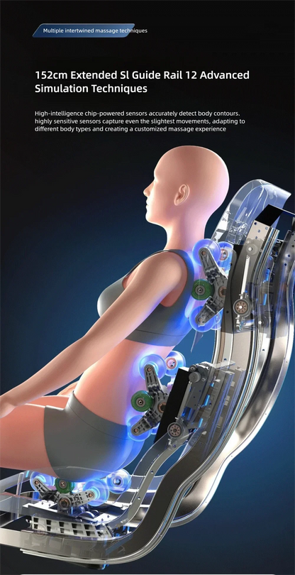 4D Mechanismus Massagesessel Tiefe Thai-Dehnung LCD Touchscreen Wadenrolle Airbag Kompression Kneten Schwerelosigkeit Entspannung