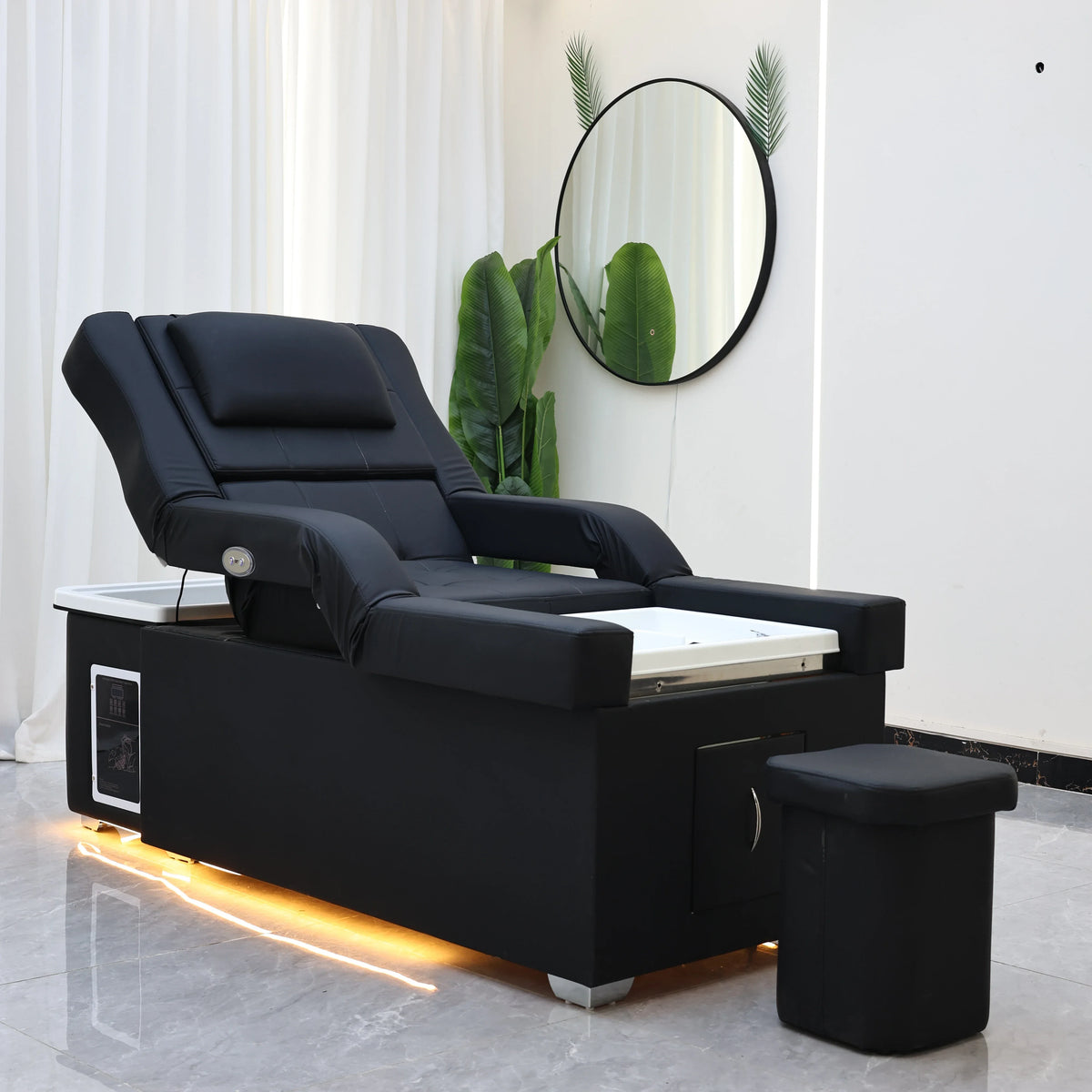 XinSheng Electric Adjustable Lift Shampoo Bed Massage Table All-in-One Salon SPA Massage Bed with Hair Washing Basin & Foot Bath
