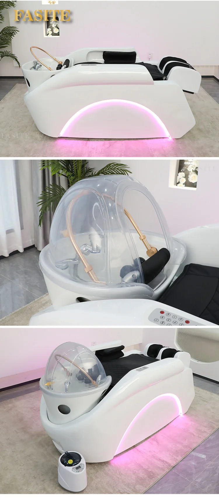 Automatic intelligent electric massage shampoo bed barber shop hair beauty hair treatment fumigation integrated bed