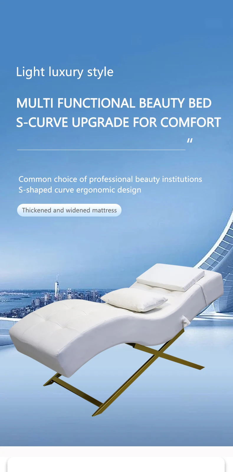 Luxury modern design white curved velvet facial bed spa massage lash bed for beauty salon