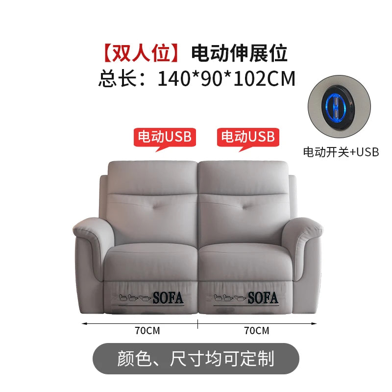Komfortabler elektrischer Relaxsofa-Schnittsofa aus Leder, echtes einziehbares kombiniertes Schlafsofa, umwandelbares Divano Letto Möbel