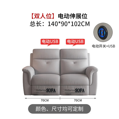 Komfortabler elektrischer Relaxsofa-Schnittsofa aus Leder, echtes einziehbares kombiniertes Schlafsofa, umwandelbares Divano Letto Möbel