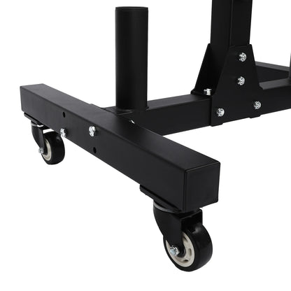 Gym at Home Fitness Barbell Storage Rack Metal Steel Weight Plate Rack W Wheels