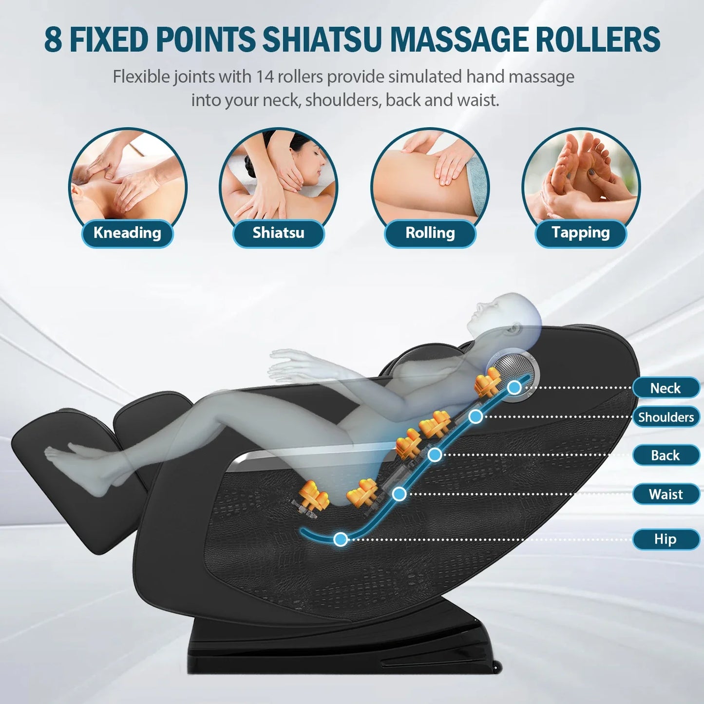 2025 7ft Professioneller Ganzkörper-Elektromassagesessel 400Lbs Kapazität 4D Massage Schwerelosigkeit Multifunktions-Heimmöbel