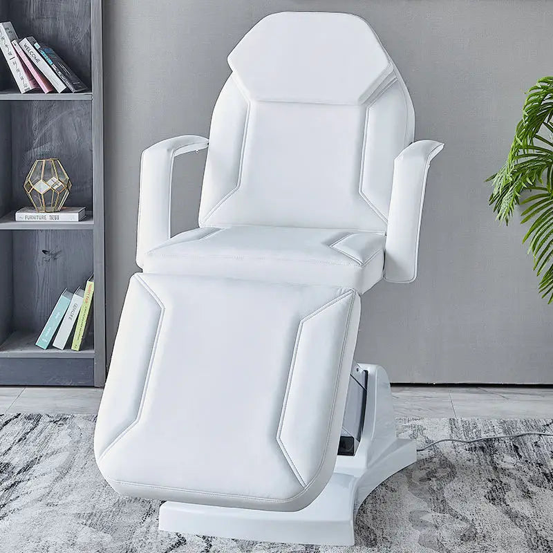 Eyelash Extension Bed Electric Multi-Functional Standing Ivory White PU Leather 3-Motor Electric Massage Bed Beauty Tattoo Bed