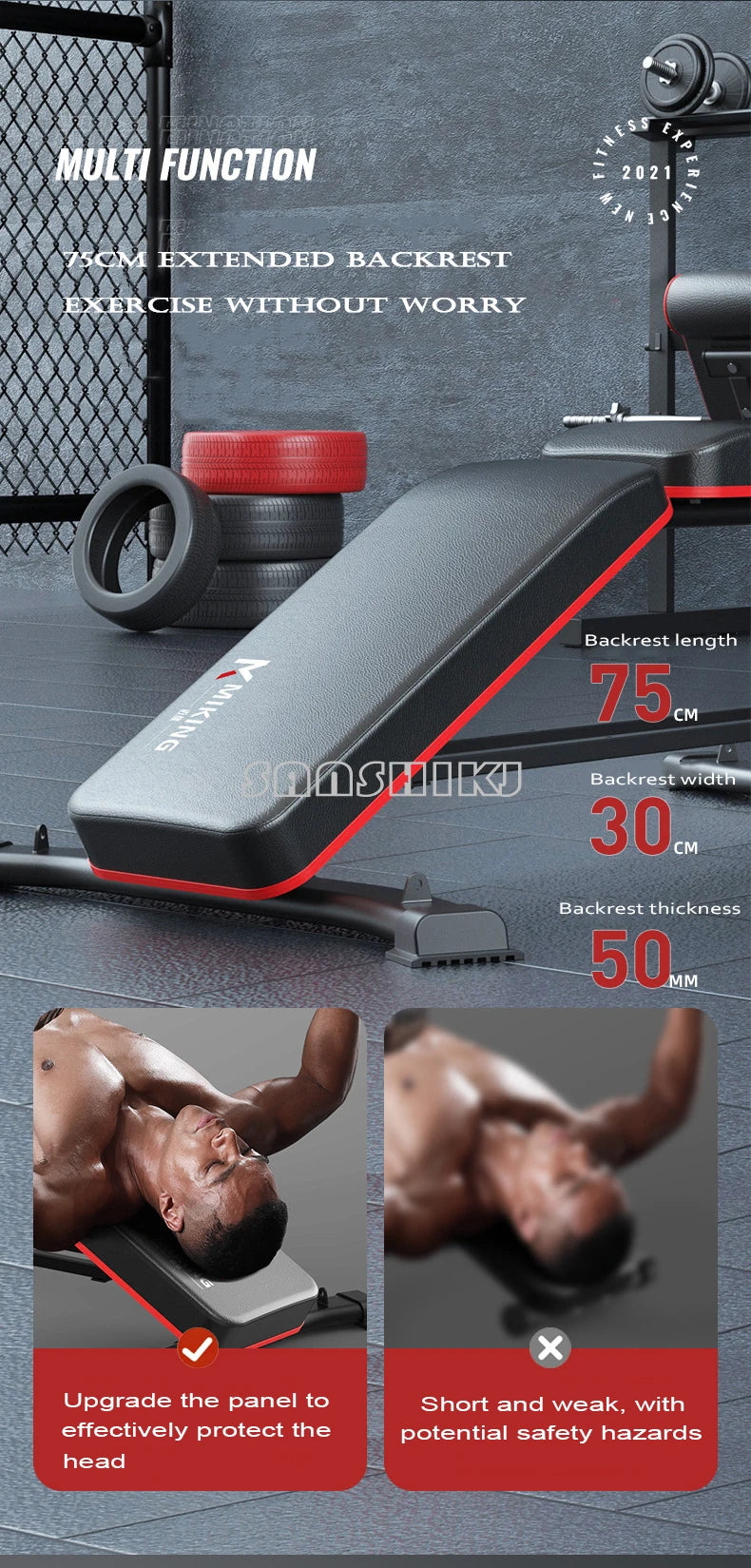 Neue verbesserte Multifunktions-Hantelbank, Heim-Bauch- und Taillentrainingsbank, Hanteltrainingshilfsbank