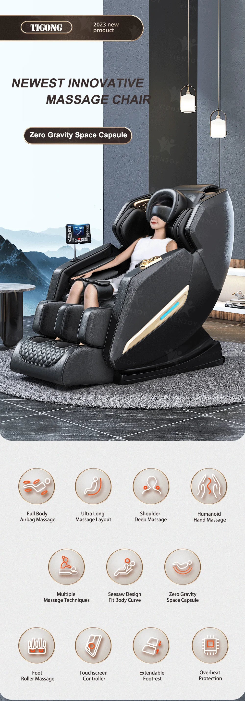 KI-gesteuerter intelligenter Massagesessel Schwerelosigkeit Geräuschloser Betrieb Lendenwirbelstütze Ergonomisches Design Ganzkörper-Massagesessel