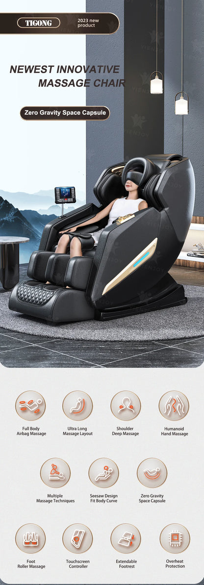 KI-gesteuerter intelligenter Massagesessel Schwerelosigkeit Geräuschloser Betrieb Lendenwirbelstütze Ergonomisches Design Ganzkörper-Massagesessel