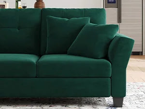 L-förmiges Sofa 4-Sitzer Sofa mit Récamiere L-förmige Sofas Umwandelbares Sektionssofa (Dunkelgrün, L-förmiges Sofa)