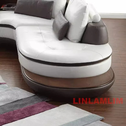 Modernes Luxus-Sofa-Set aus echtem Leder mit Lautsprecher und USB, U-förmiges Wohnzimmersofa mit Ablageregalen