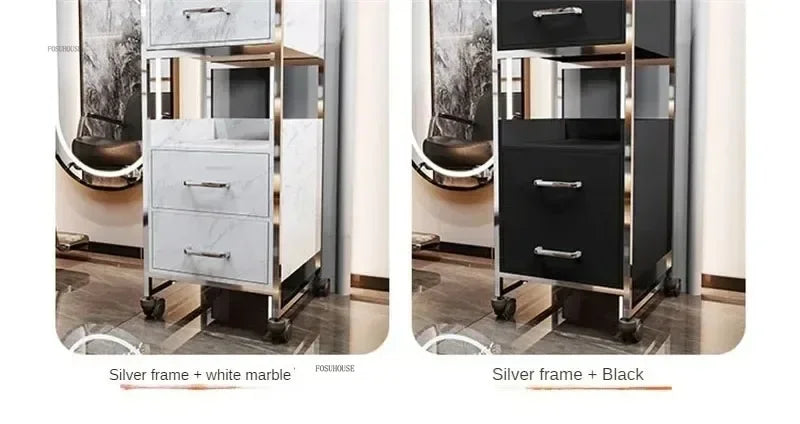 Spezielle Salon-Rollwagen Schrank Friseursalon Kommerzielle Möbel Barbier-Shop Multifunktionaler Aufbewahrungswagen mit Schublade