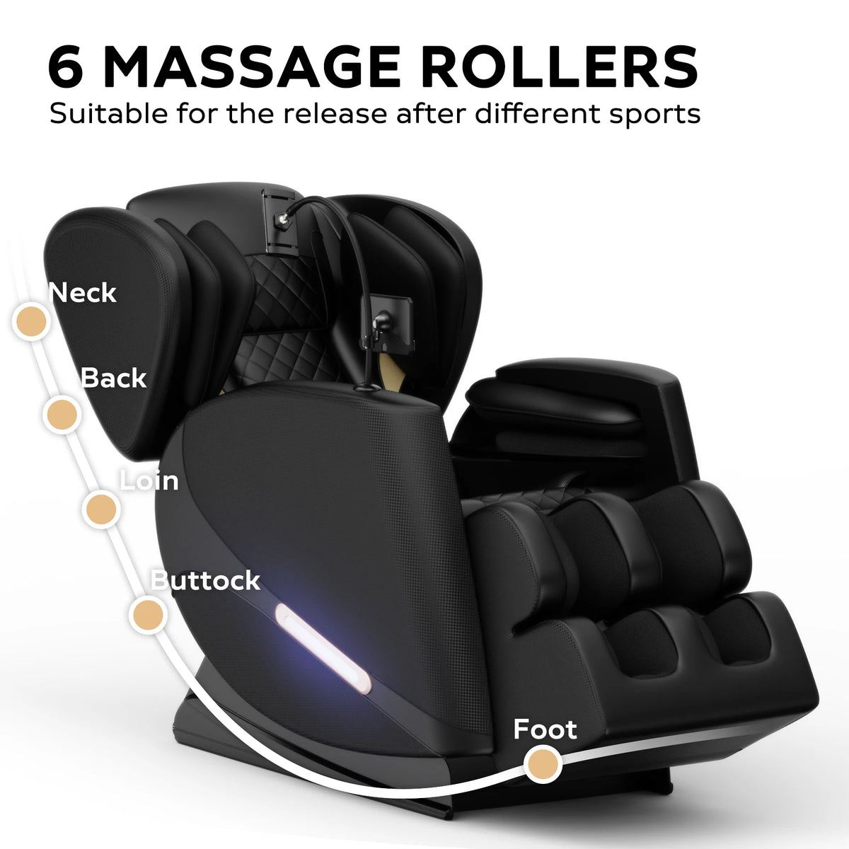 Massagesessel mit Zero-Gravity-Funktion und Ganzkörper-Luftdruckmassage, Fußentspannung und Bluetooth-Audioverbindungsfunktion
