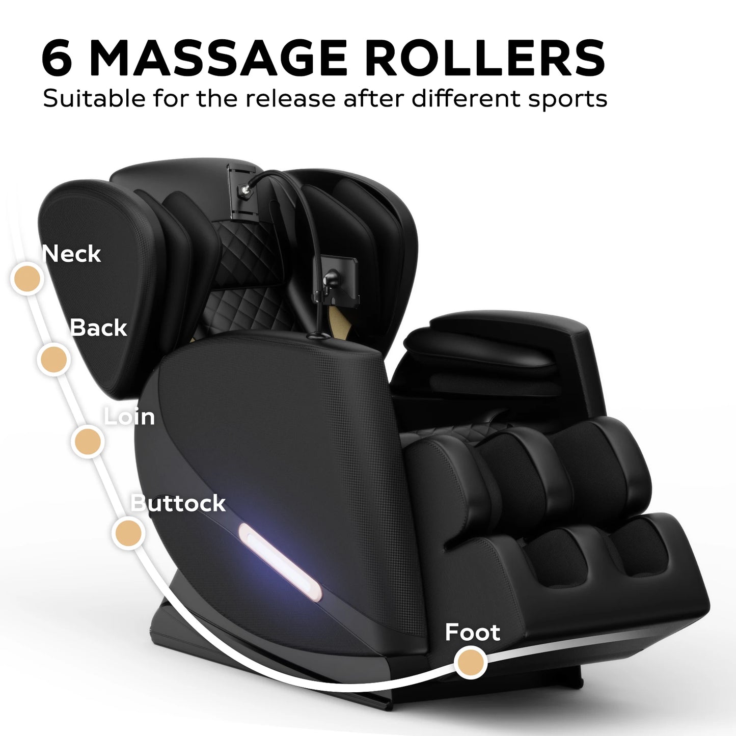 Massagesessel mit Zero-Gravity-Funktion und Ganzkörper-Luftdruckmassage, Fußentspannung und Bluetooth-Audioverbindungsfunktion