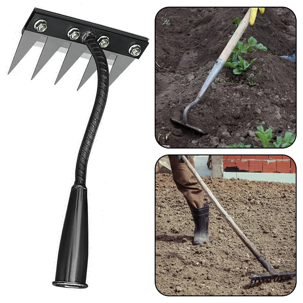 Râteau de désherbage de jardin à 5/6/7/8 dents, râteau amovible en acier au carbone, houe de sol, râteau en paille agricole, outils de désherbage multi-usages