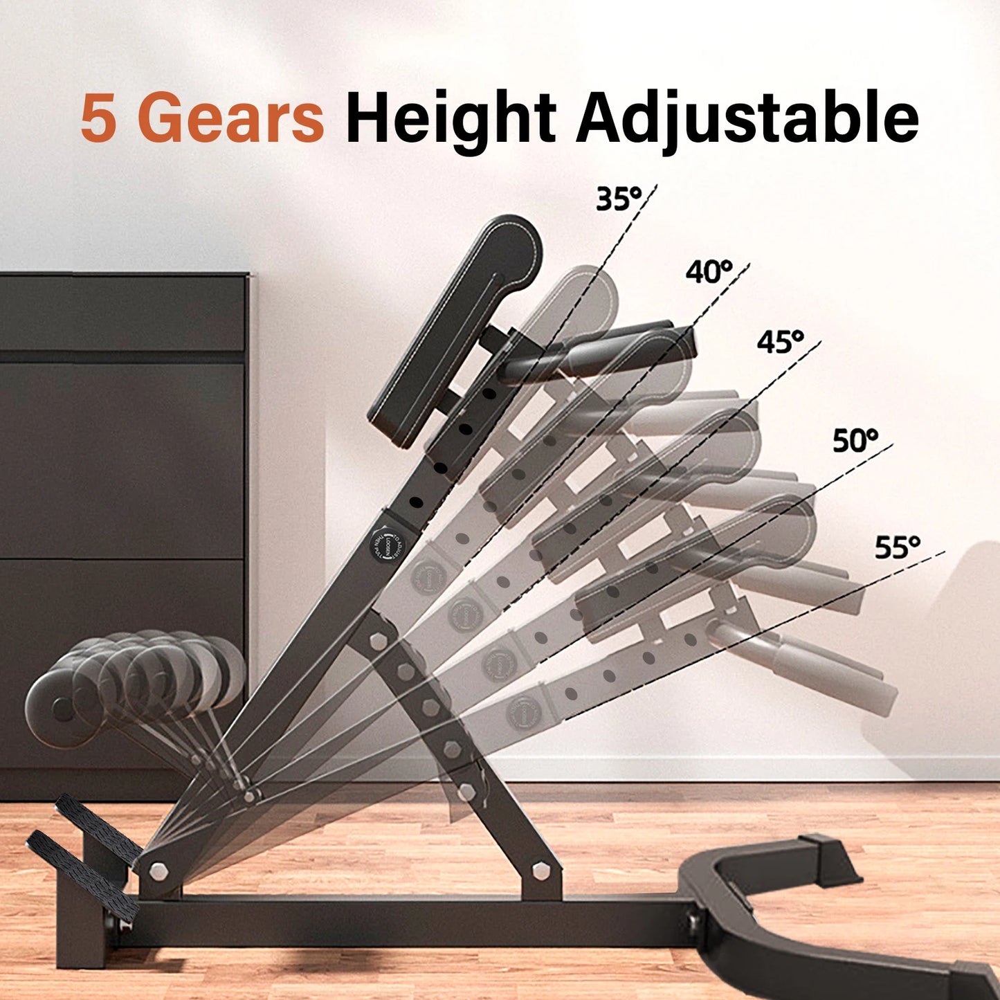 Hyperextension Roman Chair, Foldable Back Extension Bench, Adjustable Home Gym Machine for Core Training