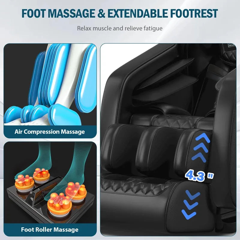 2025 7ft Professioneller Ganzkörper-Elektromassagesessel 400Lbs Kapazität 4D Massage Schwerelosigkeit Multifunktions-Heimmöbel