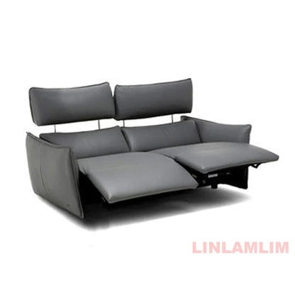 QY Ecksofa mit zwei Motoren, elektrischer Relaxfunktion, echtem Leder und verstellbaren Kopfstützen, L-förmige Eckcouch mit Chaiselongue